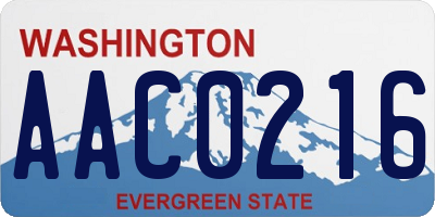 WA license plate AAC0216