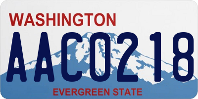 WA license plate AAC0218