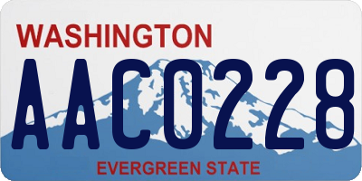 WA license plate AAC0228