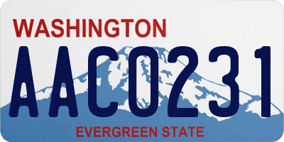 WA license plate AAC0231