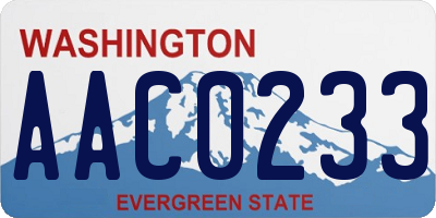 WA license plate AAC0233