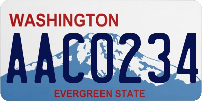 WA license plate AAC0234