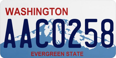 WA license plate AAC0258