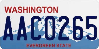 WA license plate AAC0265