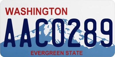 WA license plate AAC0289