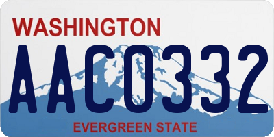 WA license plate AAC0332