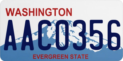 WA license plate AAC0356
