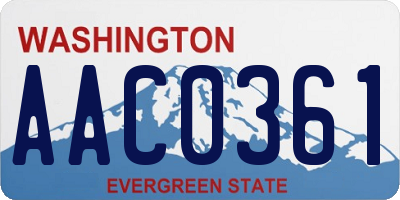 WA license plate AAC0361