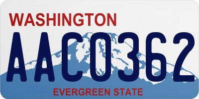 WA license plate AAC0362