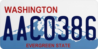 WA license plate AAC0386