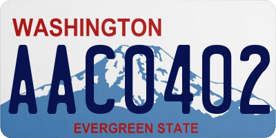 WA license plate AAC0402