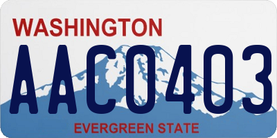 WA license plate AAC0403