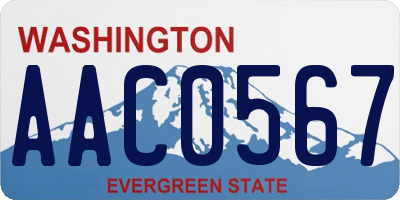 WA license plate AAC0567