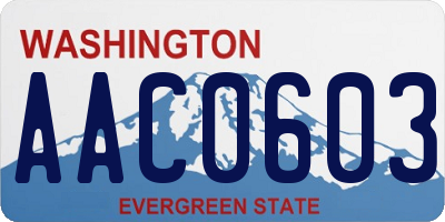 WA license plate AAC0603