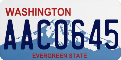 WA license plate AAC0645