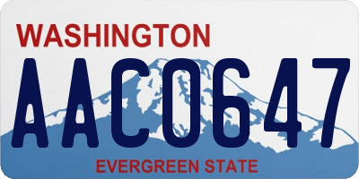 WA license plate AAC0647