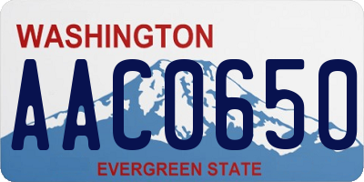 WA license plate AAC0650