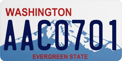 WA license plate AAC0701