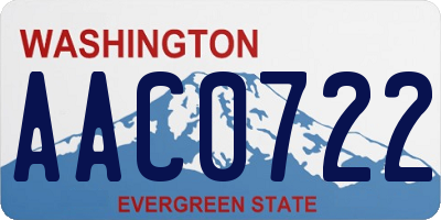 WA license plate AAC0722