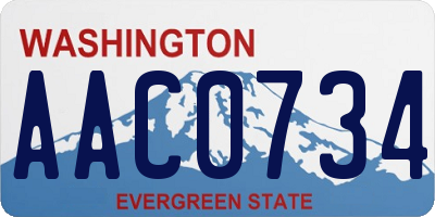 WA license plate AAC0734