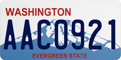 WA license plate AAC0921