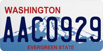 WA license plate AAC0929