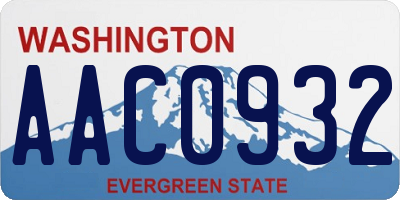 WA license plate AAC0932