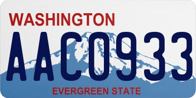 WA license plate AAC0933