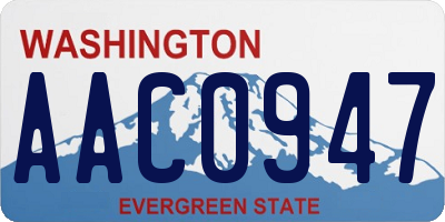 WA license plate AAC0947