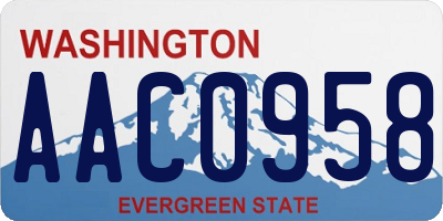 WA license plate AAC0958
