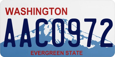 WA license plate AAC0972