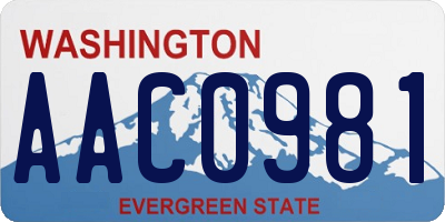 WA license plate AAC0981