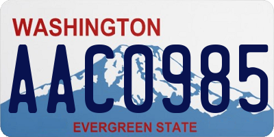WA license plate AAC0985