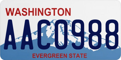 WA license plate AAC0988
