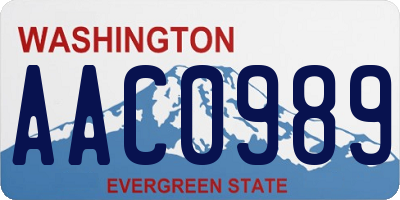 WA license plate AAC0989