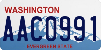 WA license plate AAC0991
