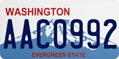 WA license plate AAC0992