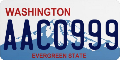 WA license plate AAC0999