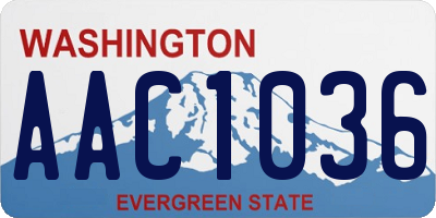 WA license plate AAC1036