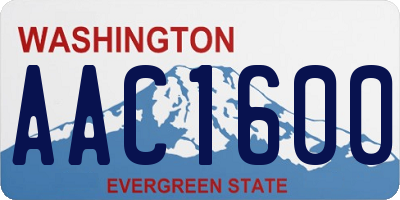 WA license plate AAC1600