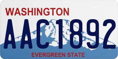 WA license plate AAC1892