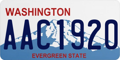 WA license plate AAC1920