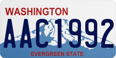 WA license plate AAC1992