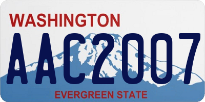 WA license plate AAC2007