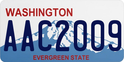 WA license plate AAC2009