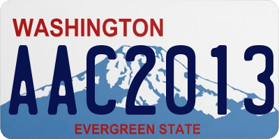WA license plate AAC2013