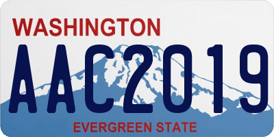 WA license plate AAC2019