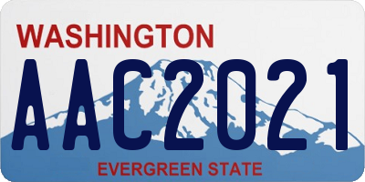 WA license plate AAC2021