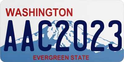 WA license plate AAC2023