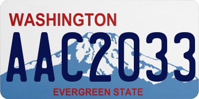 WA license plate AAC2033